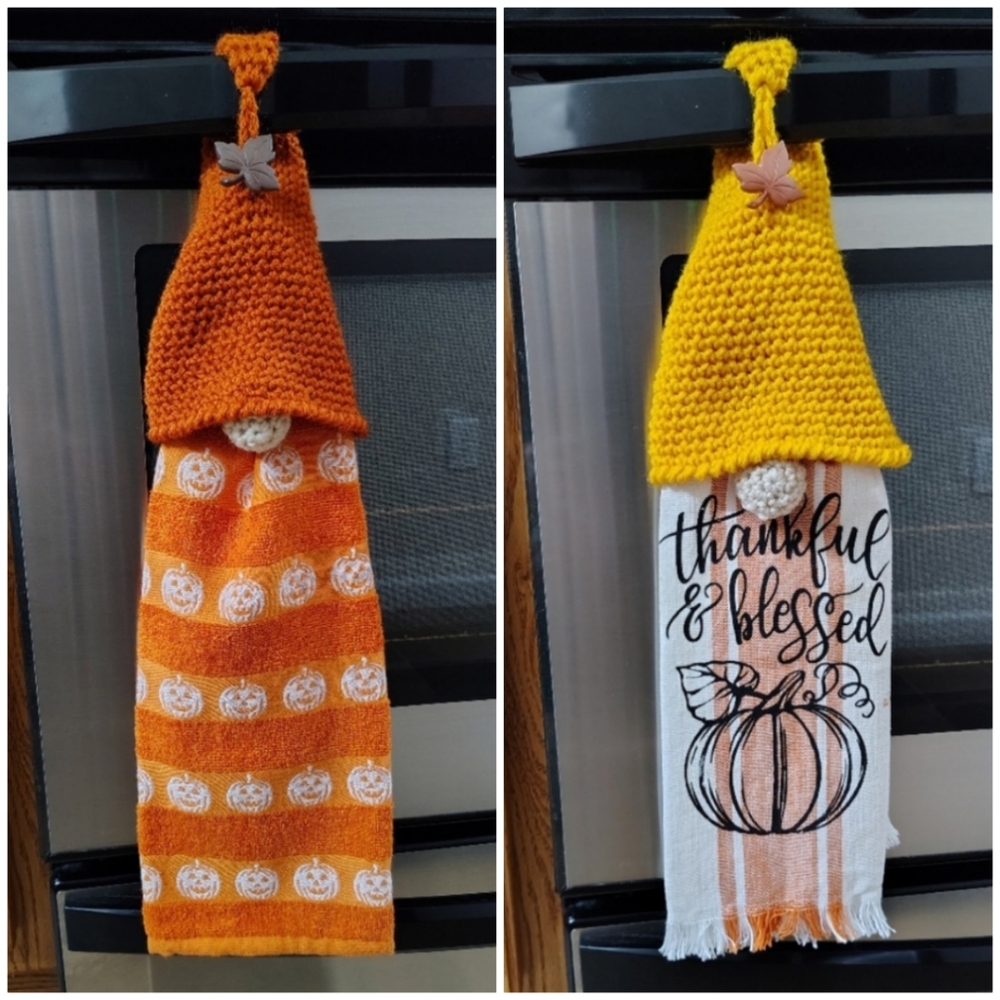Handmade Crochet Gnome Fall Towel Topper (Towel Not Included)